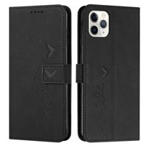 Allytech Wallet Case for iPhone 11 Pro with Card Clip Zipper Mobile Phone Holder Wristband and Shockproof Simple Print Design Case for iPhone 11 Pro,Black