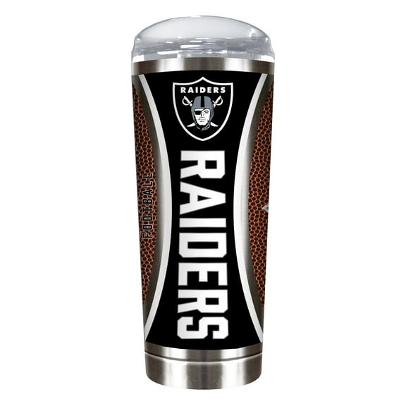 Las Vegas Raiders 18 ounce vacuum insulated stainless steel team tumbler with Gameball graphic wrap