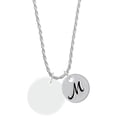 thumbnail image 1 of Delight Jewelry Acrylic 1" Disc Imitation Pearl Silvertone Script Initial Disc - M - Charm Necklace, 20"+3", 1 of 4
