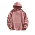 thumbnail image 4 of cocolona Mens Hoodie Vintage Solid Color Oversized Hooded Sweatshirts Fall Casual Long Sleeve Pullover Tops with Pocket Pink L, 4 of 4