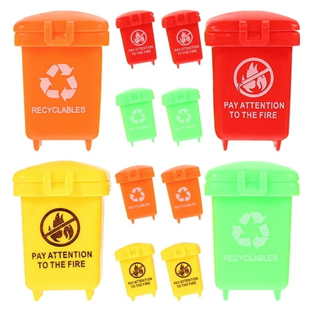 OFFIGAM 12pcs Mini Garbage Can Set Plastic Buckets for Desk Trash Storage Organizers Small Waste Bins