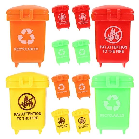 OFFIGAM 12pcs Mini Garbage Can Set Plastic Buckets for Desk Trash Storage Organizers Small Waste Bins