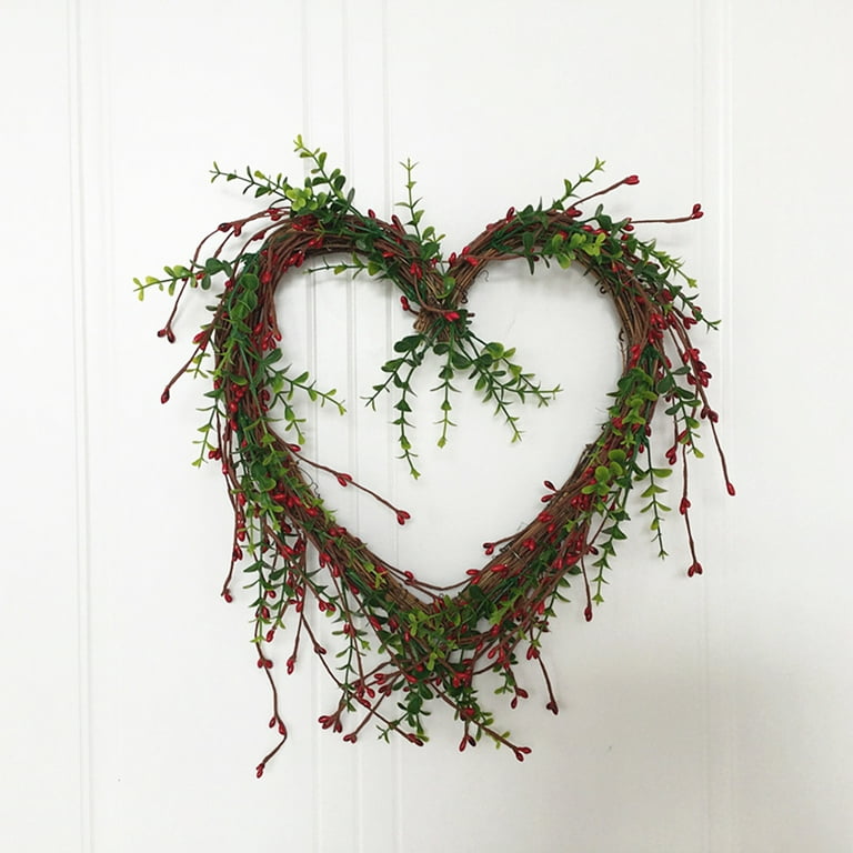 Valentines Day Wreath Decorations, Burlap Heart Shaped Wreath with