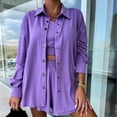 thumbnail image 5 of Elainilye Fashion Workout Outfits for Women Fall Winter Track Suits 3 Piece Outfits Cardigan Cropped Tank Tops Pants Matching Sets,Purple, 5 of 9