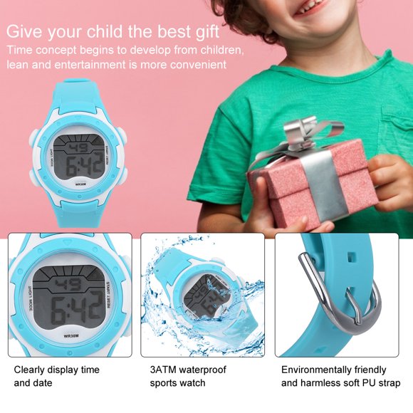 Reloj Electrónico Electrónico Para Niños, Deportivo, Resistente Al Agua, 3ATM, Correa De PU, Reloj De Pulsera