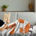 thumbnail image 3 of Fox Soft Flannel Fleece Blanket, Cartoon Foxes in Modern Style Sitting and Sleeping on White Background Print, Cozy Plush for Indoor and Outdoor Use, 50" x 70", Beige Orange Indigo, by Ambesonne, 3 of 5