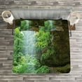 thumbnail image 3 of Ambesonne Green Quilted Bedspread Set 3 Pcs, Canyon Michigan Caves, Queen Size, Army and Fern Green, 3 of 3