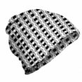 thumbnail image 1 of Folk Art Unisex Beanie, Monochrome Repeated Motifs, Hiking Outdoors, White and Charcoal Grey, by Ambesonne, 1 of 1