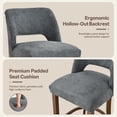 thumbnail image 4 of Usaint Chenille Bar Stools Set of 2, 26.6" Modern Counter Height Barstools, Farmhouse Wooden Kitchen Island Chairs with Hollow-Out Back for Restaurant Kitchen Bar, Charcoal, 4 of 11