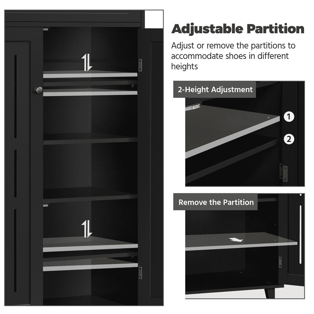 Renwick 5-Tier Shoe Storage Cabinet with Louvered Door & 1 Drawer for Livingroom Entryway, Black