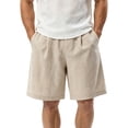 thumbnail image 2 of Yaoyar Wide Leg Linen Shorts for Men Elastic High Waisted Pleated Loose Casual Comfy Shorts, 2 of 9
