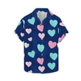 thumbnail image 5 of VBTAPA Valentine's Day Shirt for Men Love Heart Print Hawaiian Shirts Short Sleeve Casual Button Down Shirt Beach Wedding Party Tops Blue XXL, 5 of 6