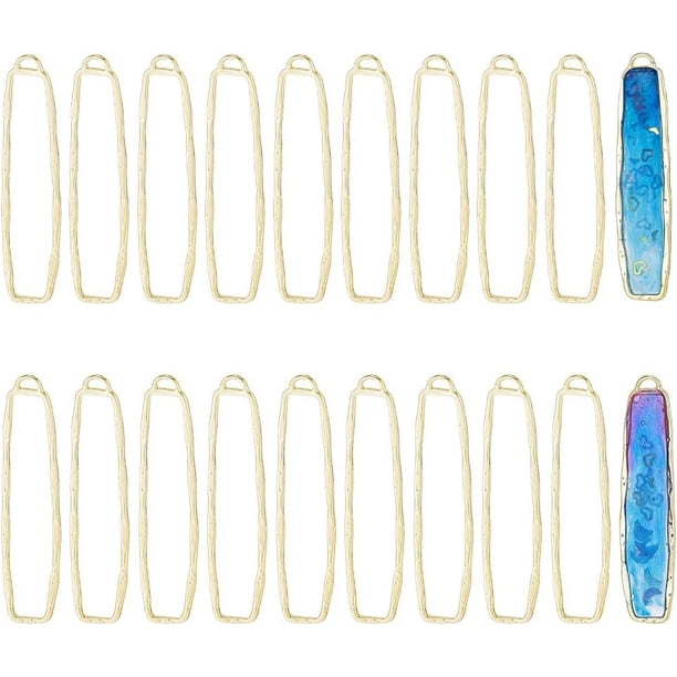 20 colgantes rectangulares con bisel abierto en la parte posterior para hacer aretes, collares, pulseras y joyas.