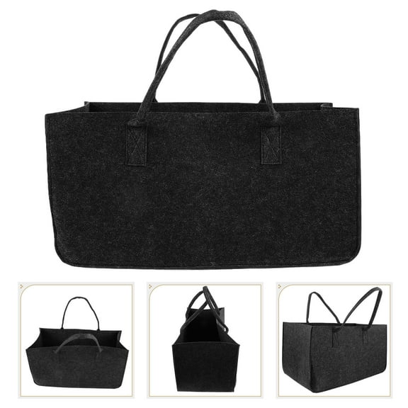 PTOOTP Firewood Carrier Grey Felt Log Tote Bag Easy to Carry Wood Storage for Camping and Home Use