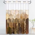 thumbnail image 5 of Ikfashoni Hookless Shower Curtain with Snap in Liner,Hexagon Brown Marble No Hook Waterproof Fabric Bath Curtain, 71"X74", 5 of 8