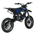 thumbnail image 3 of Mini Kid Dirt Bike, 49CC 2-Stroke Gas Powered Motorcycle with Off-Rode Tire, Front Rear Disc Brakes, Shock Absorption Pocket Motorbike, Up to 25 Mph, Max Load 330 LBS-Blue, 3 of 8