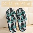 thumbnail image 2 of Slippers for Women, Buffalo Skull cactus western Womens Slippers Fuzzy Winter House Shoes, Soft Anti-Skid Slippers Indoor and Outdoor, 2 of 7