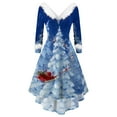 thumbnail image 2 of Vestido de Navidad con empalme de moda para mujer, vestido de fiesta de felpa peluda de invierno para mujer, vestido irregular de manga larga con corte en A, vestidos, 2 of 4