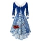thumbnail image 5 of Vestido de Navidad empalmado para mujer, manga larga, Irregular, línea A, peludo, felpa, fiesta, moda, Invierno, 5 of 5