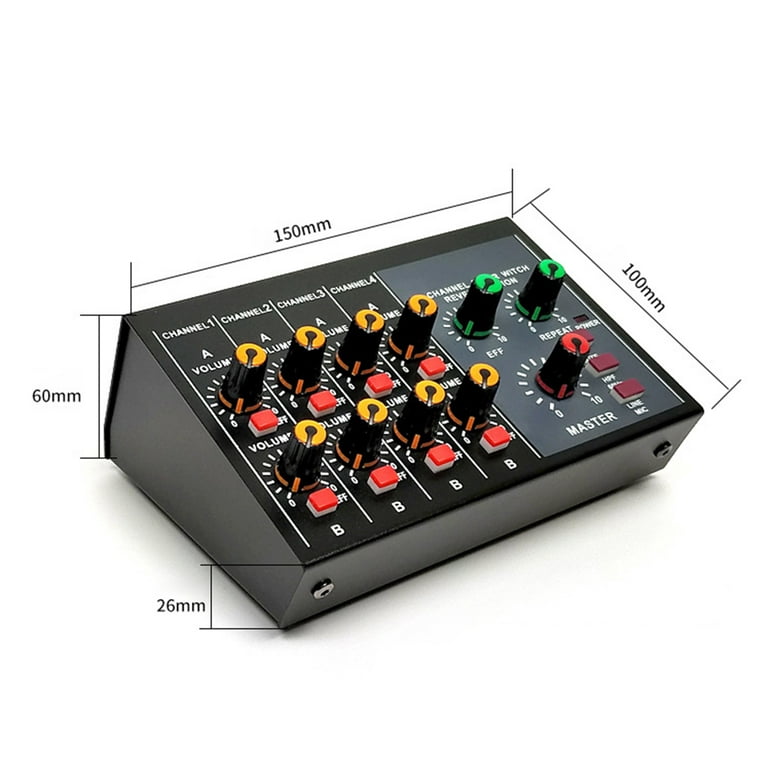 Naierhg MIX-428 Mini Mixer Powerful 60Hz Audio Cutting 8 Channels Power  Adapter/Battery Dual Use Audio Mixer for Live Streaming 