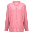 thumbnail image 6 of Women's Lightweight Casual Jacket, Long Sleeve Zip Up Windbreaker, Outdoor Spring Autumn Jacket, Everyday Light Coat, Arm Pocket Jacket, Zip Front Outerwear, Softshell Jacket Pink XXL, 6 of 9
