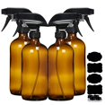 thumbnail image 1 of Amber Glass Spray Bottles For Cleaning Solutions (4 Pack) - 16 Ounce, Refillable Sprayer for Essential , Water, Kitchen, Hair. Durable Black Trigger Sprayer w/Mist and Stream Settings, 1 of 1