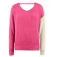 thumbnail image 4 of Aayomet Cardigan For Women Plus Size Women's Sweaters Casual Long Sleeve Button Down Crew Neck Ruffle Knit Pullover Sweater Tops Solid Color Striped,Hot Pink S-XXL, 4 of 5