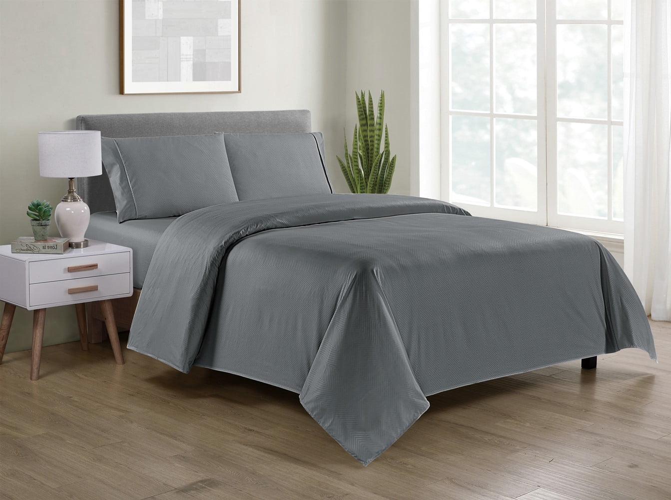 Bamboo 4 Piece Luxury Chevron Embossed Sheet Set