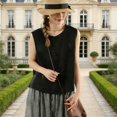 thumbnail image 4 of FUYUDY Women'S Tank Top Summer Loose Fit Sleeveless Crew Neck Solid Color Tank Top Casual Knit With Knot Button Design Soft Breathable Female Camisole For Layering And Outerwear,Black,L, 4 of 4