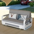 thumbnail image 6 of NessCarsti Outdoor Sofa Daybed with Pull-Out Trundle, Convertible Sleeper Couch for Patio or Balcony, 34.6" D x 62.2" W x 34.2" H, Gray/White, 6 of 7
