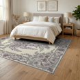 thumbnail image 3 of ODIKA 6'x9' Washable Area Rug Purple Symmetrical Centerpiece Cascading Blossoms Ornate Lilac for Dining Room, Under Table, Office Décor, Non-Slip Chair-Friendly, 3 of 7