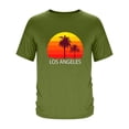 thumbnail image 4 of ibuvkizy Mens Graphic Tees Short Sleeve Crew Neck Casual Letter Print Summer Beach Vintage Hawaiian Vintage Pullover Army Green,L, 4 of 5