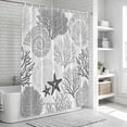 thumbnail image 6 of Grey Coastal Bathroom Shower Curtains with 12 Hooks Polyester Waterproof Shower Curtain for Stalls and Bathtubs Ocean Coral Starfish Shell Modern Sea Decorative Bathroom Privacy Curtain 36x72 Inches, 6 of 9