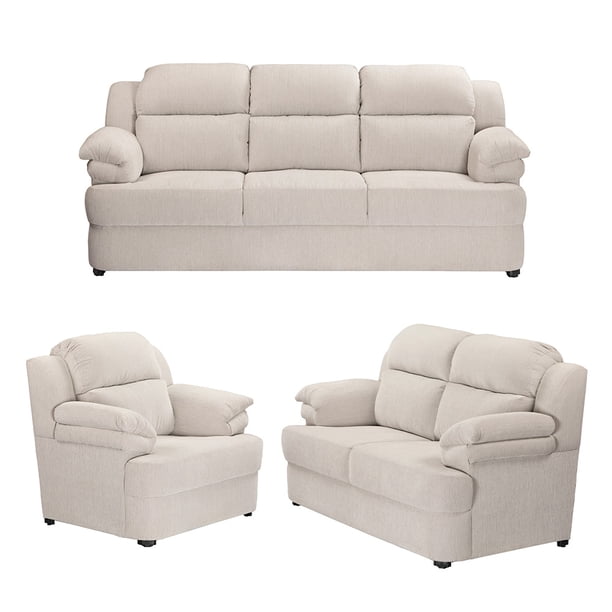 Sala 3-2-1 TRINITY Kendra ( Sofá, Love Seat, Sillón ) Crema Para sala