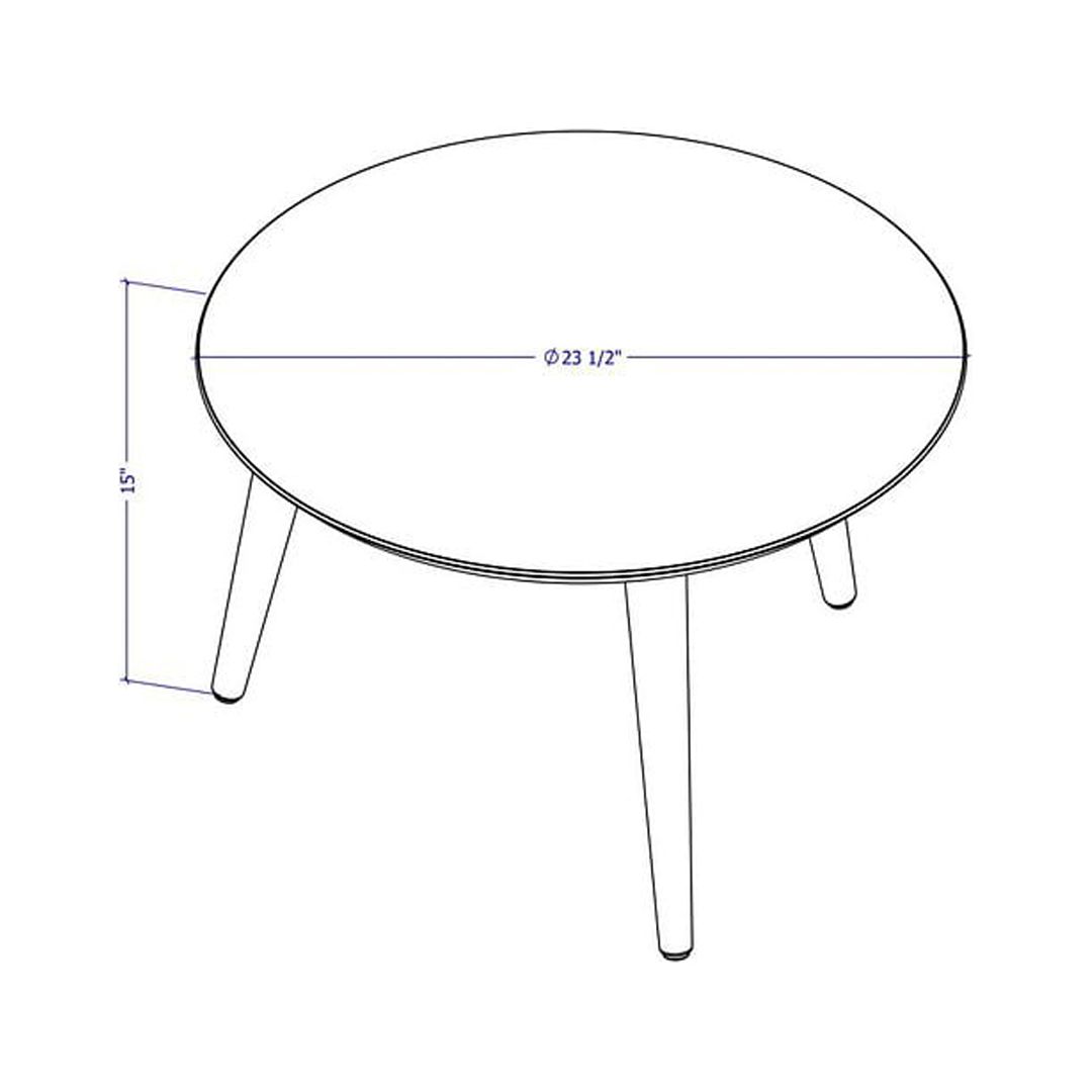 Manhattan Comfort Moore 23.34" Round Mid-High Coffee Table in White