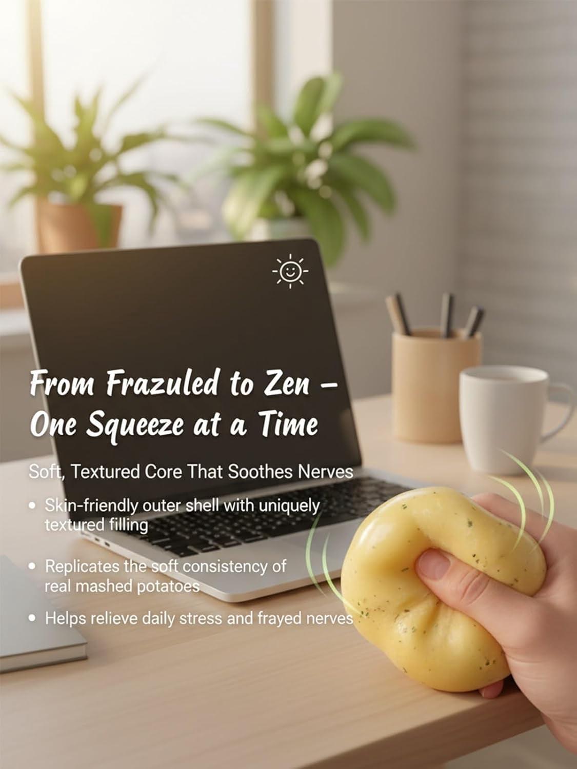 2026 Upgraded Non-Rebound Potato Stress Ball, Soft Silky Texture Squishy Toy, Unique Gift for Stress Relief (1Pcs)