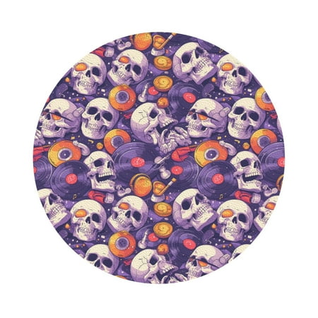 

Matuu music Skull record for Cup Coasters Set of 6 Leather Coasters Desk Coasters for Office Measures 4” x 4” Round Shape