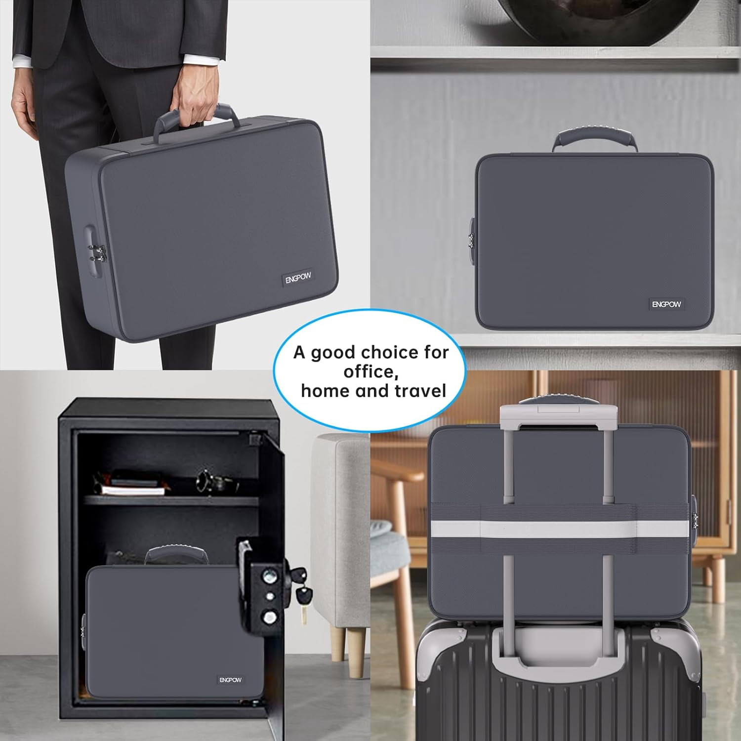 5200℉ Fireproof File Organizer Bag with 13 Pocket Accordion File Folder,Document Organizer Box with Lock&Labels,Multi-Layer Portable Home Travel Safe Storage Box for Important Documents,Gray