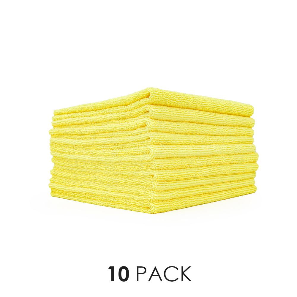4 x Yellow Microfibre Towels Race-team  Home Kitchen Car Valeting Yellow Rag 