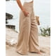 thumbnail image 2 of Pantalones de pierna ancha de lino y algodón para mujer, pantalón holgado informal con bolsillos sólidos, ropa de calle de cintura elástica para oficina, Verano, 2 of 5