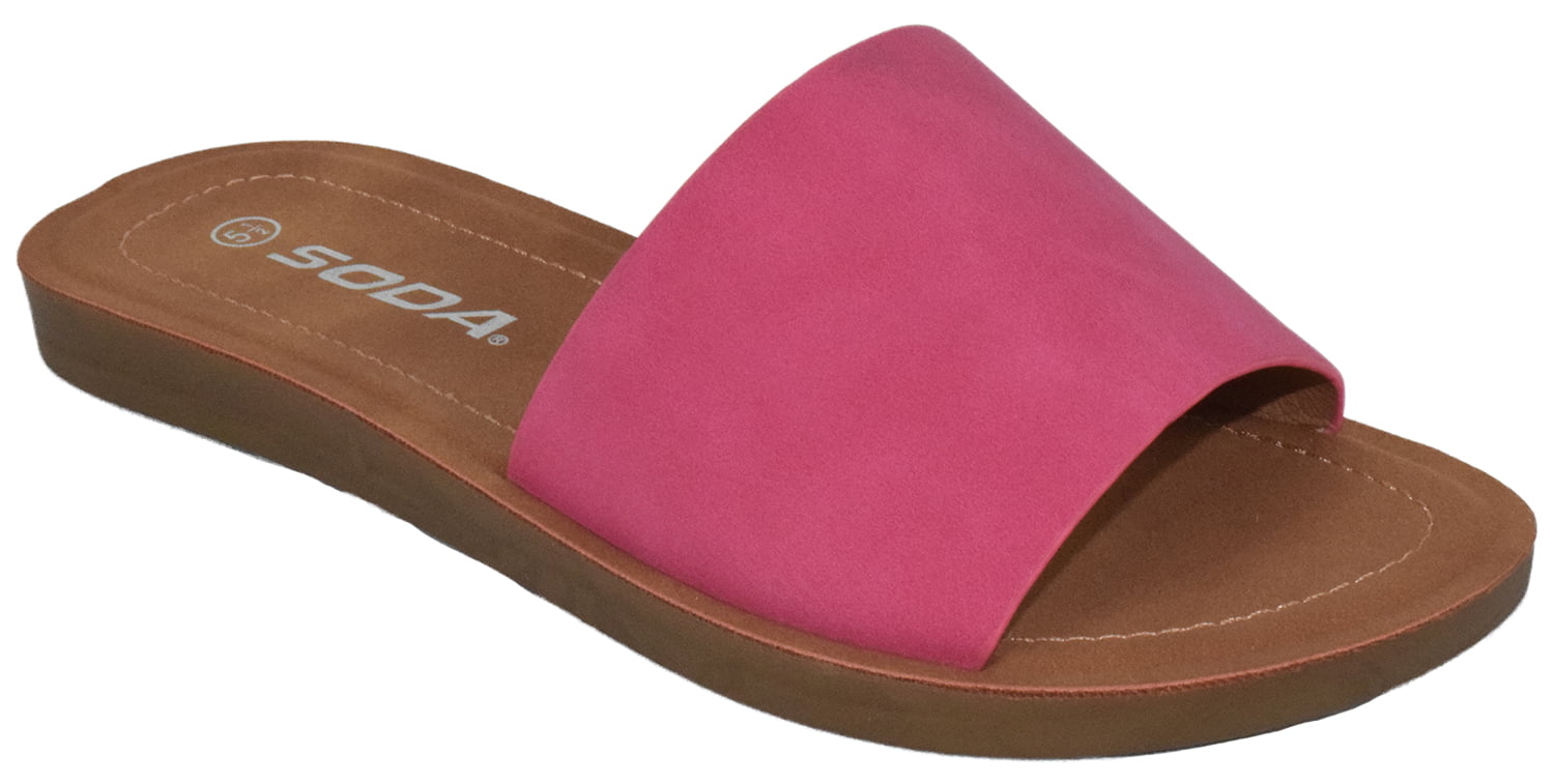 Mens Faux Leather Slippers Mules Pink Size 6 7 8 9 10 11 12 Flip Flop Sandals UK 