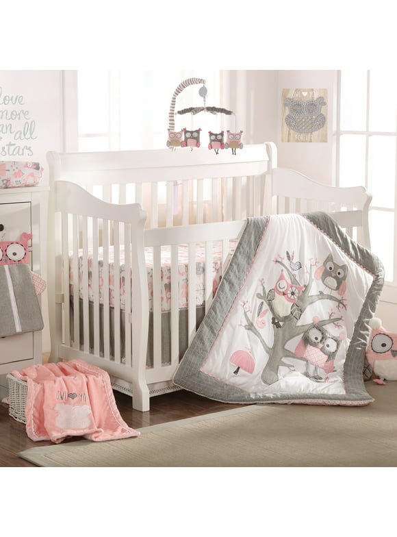 Levtex Baby Night Owl 5 Piece Crib Bedding Set - Pink