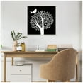 thumbnail image 2 of Kate and Laurel Black and White Bird Tree Linocut Framed Canvas Wall Art  by Guilana Lazzerini 22 x 22 Sylvie Beaded White, Black & White, Animals, Nature Art for Wall Decor, Living Room Bedroom, 2 of 8