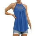 thumbnail image 3 of GORHGORH Women Summer Sexy Halter T-Shirt Pure Color Sleeveless Lace Stitching Casual Camisole Tank Top, 3 of 4