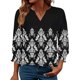 thumbnail image 1 of TaTaai Womens Casual Solid Color Blouse V-Neck 3/4 Length Sleeve with Smocked Cuffs Loose Fit Soft Flowy Fashion Top Lightweight for Spring Daily Vacation Gift, 1 of 7