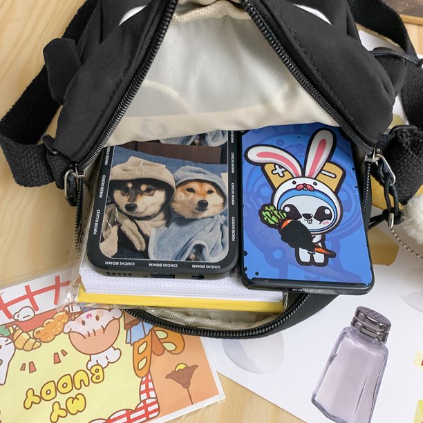 Bolso informal para mujer, lindo, Kawaii, dibujos animados, pingüino, niñas, bolsos tipo satchel (negro)