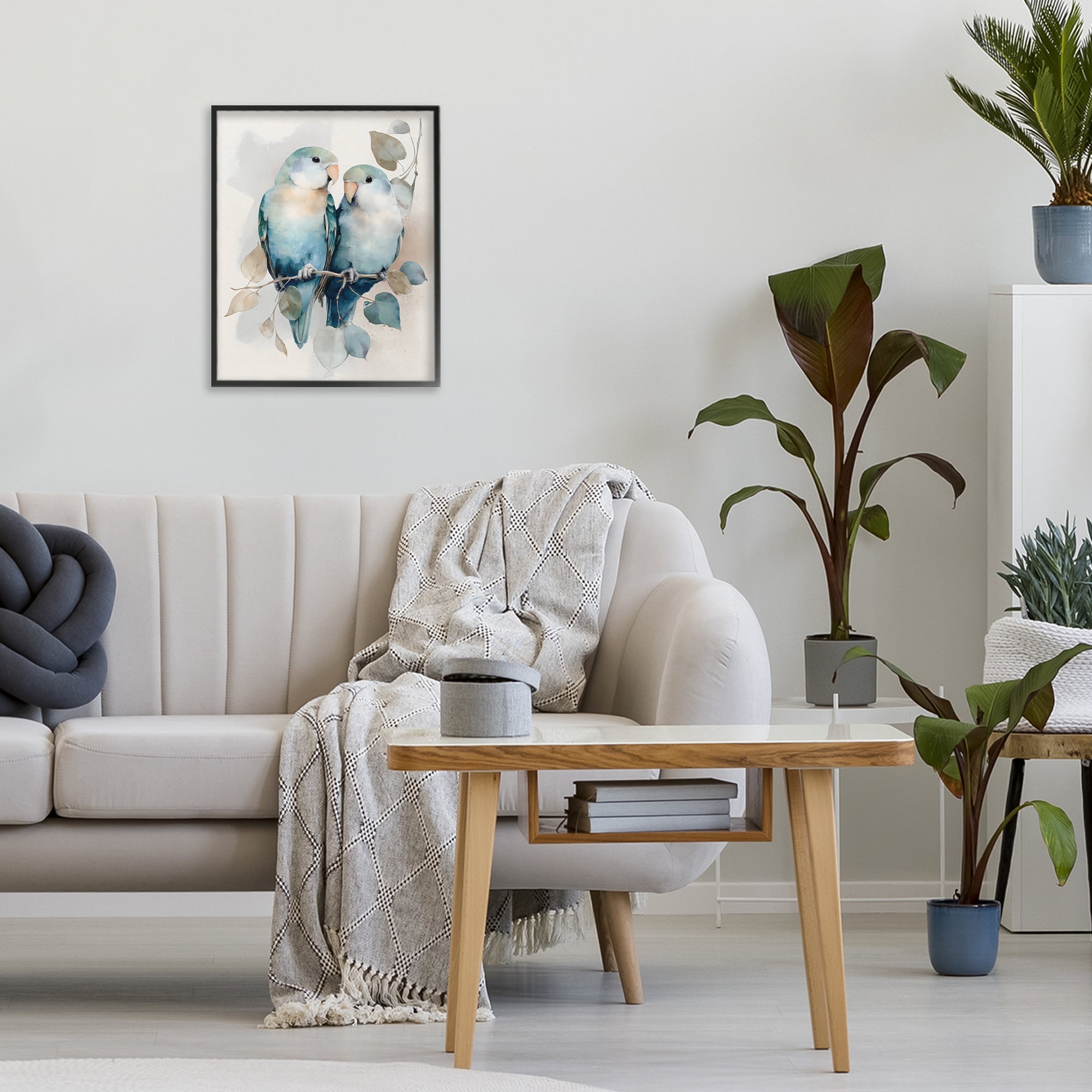 Stupell Industries Blue Bird Lovers Black Framed Giclee Art, design by Franklyn Gregory