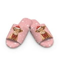 thumbnail image 2 of COEQINE Highland Cow Pink Womens Slip On Slippers Cozy Fluffy Slides Soft Indoor Sandals Cute Christmas House Shoes Open Toe Bedroom Slippers Quiet Slip On Footwear for Her Ladies, 42-43, 2 of 7