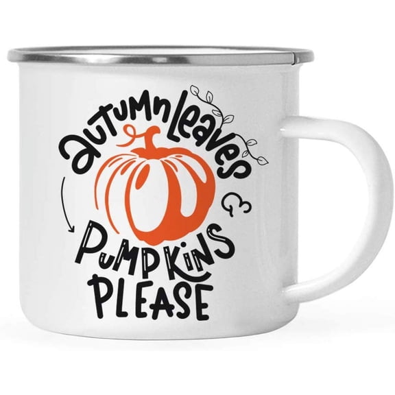Koyal Wholesale Fall Autumn Season Stainless Steel Campfire Mug , Autumn Leaves & Pumpkins Please, Pumpkin Graphic, 1-Pk