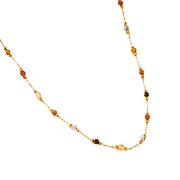 Handmade Ethnic Styles Necklace Anklet Multicolor Stone Beads Jewelry for Women Unique Gemstones Accessories